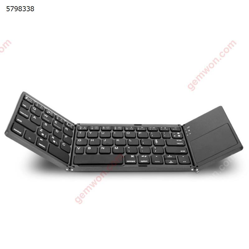 Picture of Bluetooth Keyboard Three Folding Touch Keyboard Three System Universal Ultra-thin Mini Folding Wireless Keyboard Black