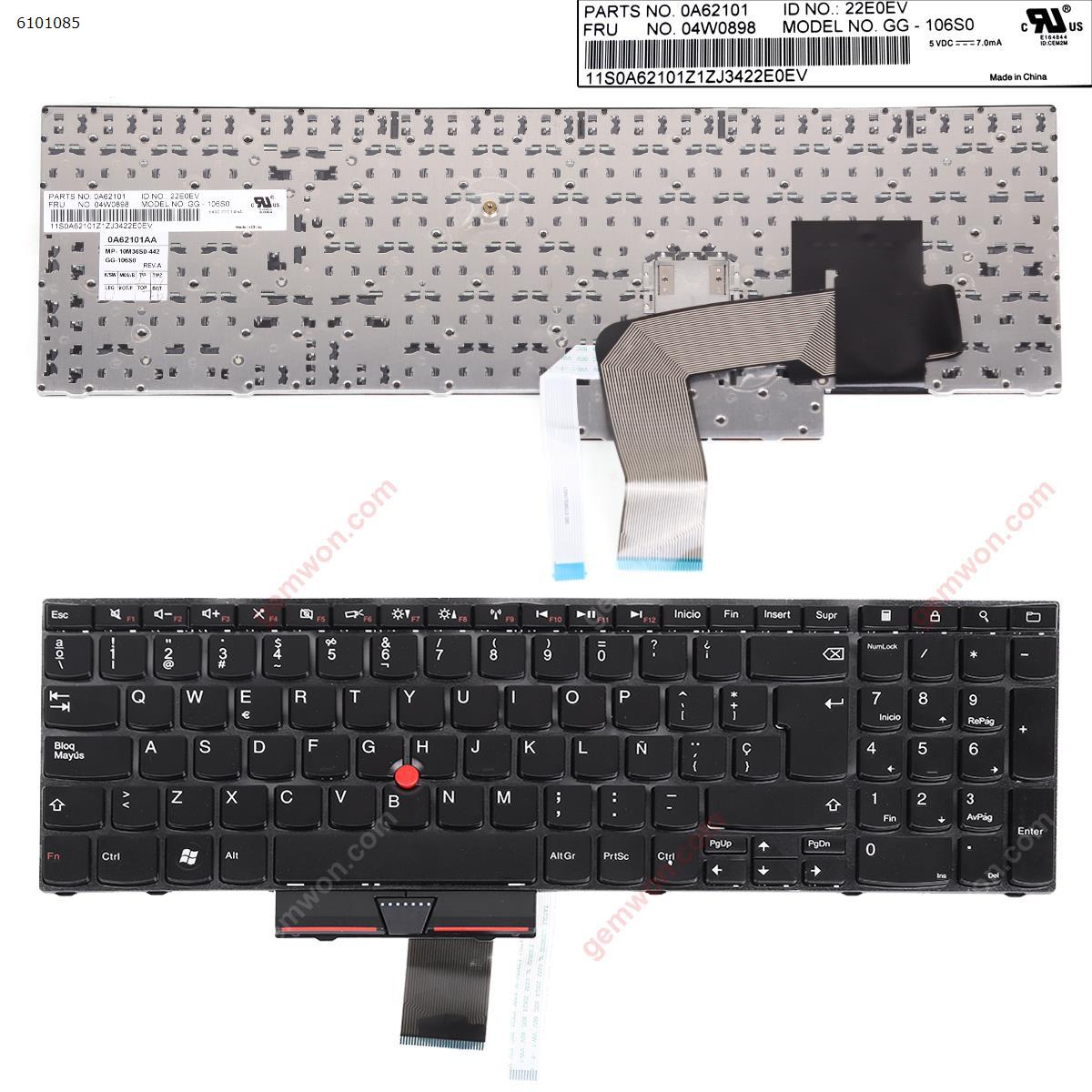 Picture of New Replacement Laptop Keyboard For ThinkPad E520 GLOSSY FRAME BLACK(With Point stick) SP Layout