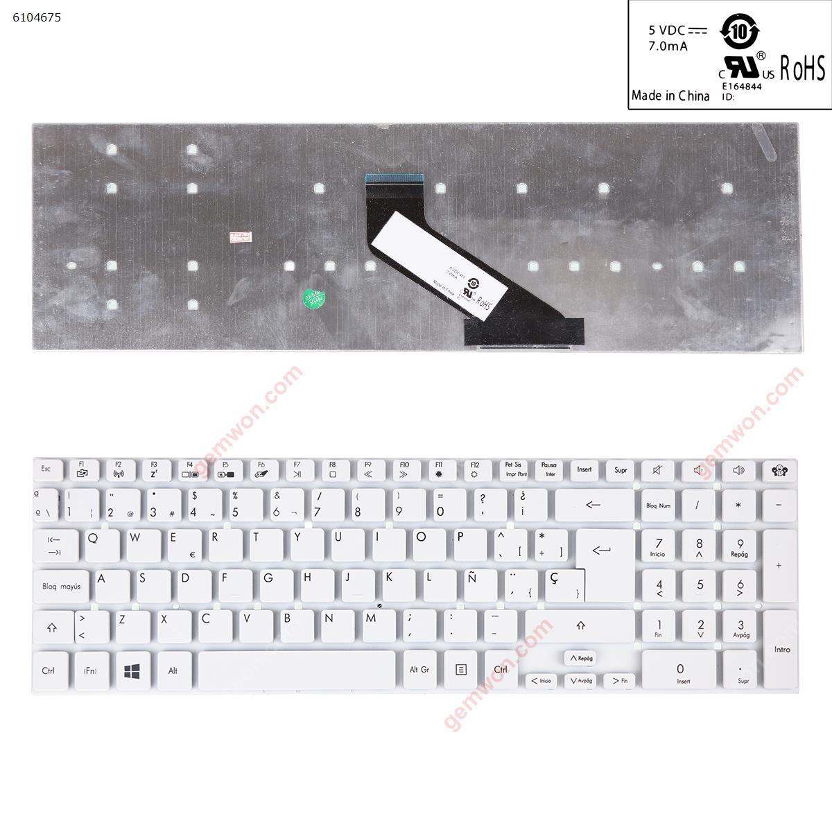 Picture of New Replacement Laptop Keyboard For GATEWAY NV55S WHITE WIN8 SP Layout
