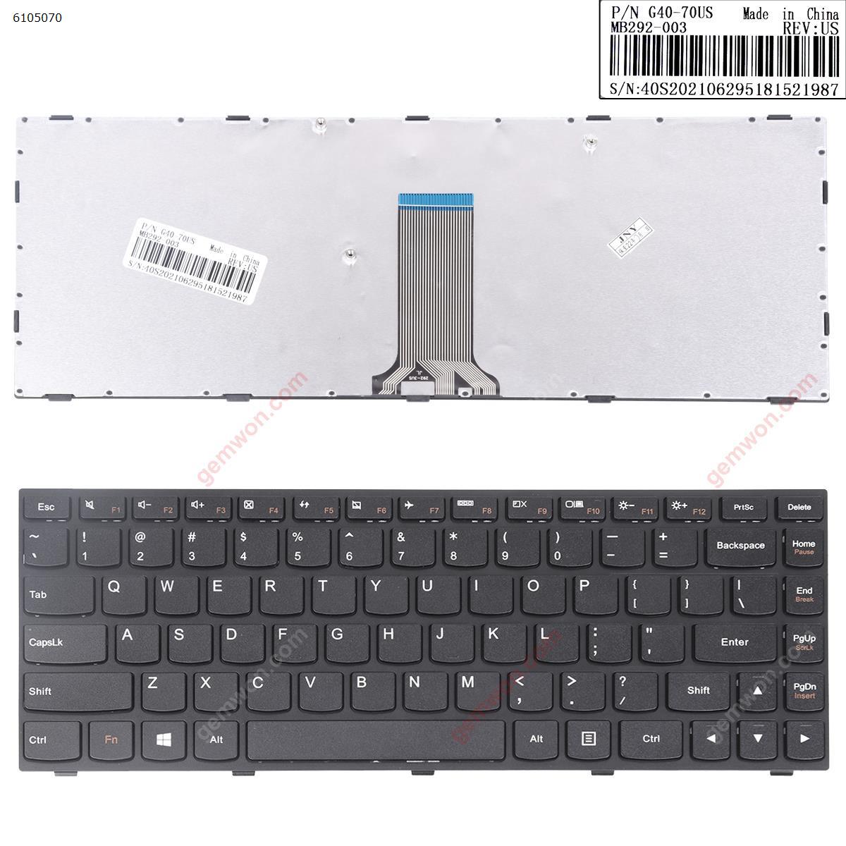 Picture of New Replacement Laptop Keyboard For LENOVO G40-70 Flex 2 14 BLACK FRAME BLACK(OEM) WIN8 US Layout