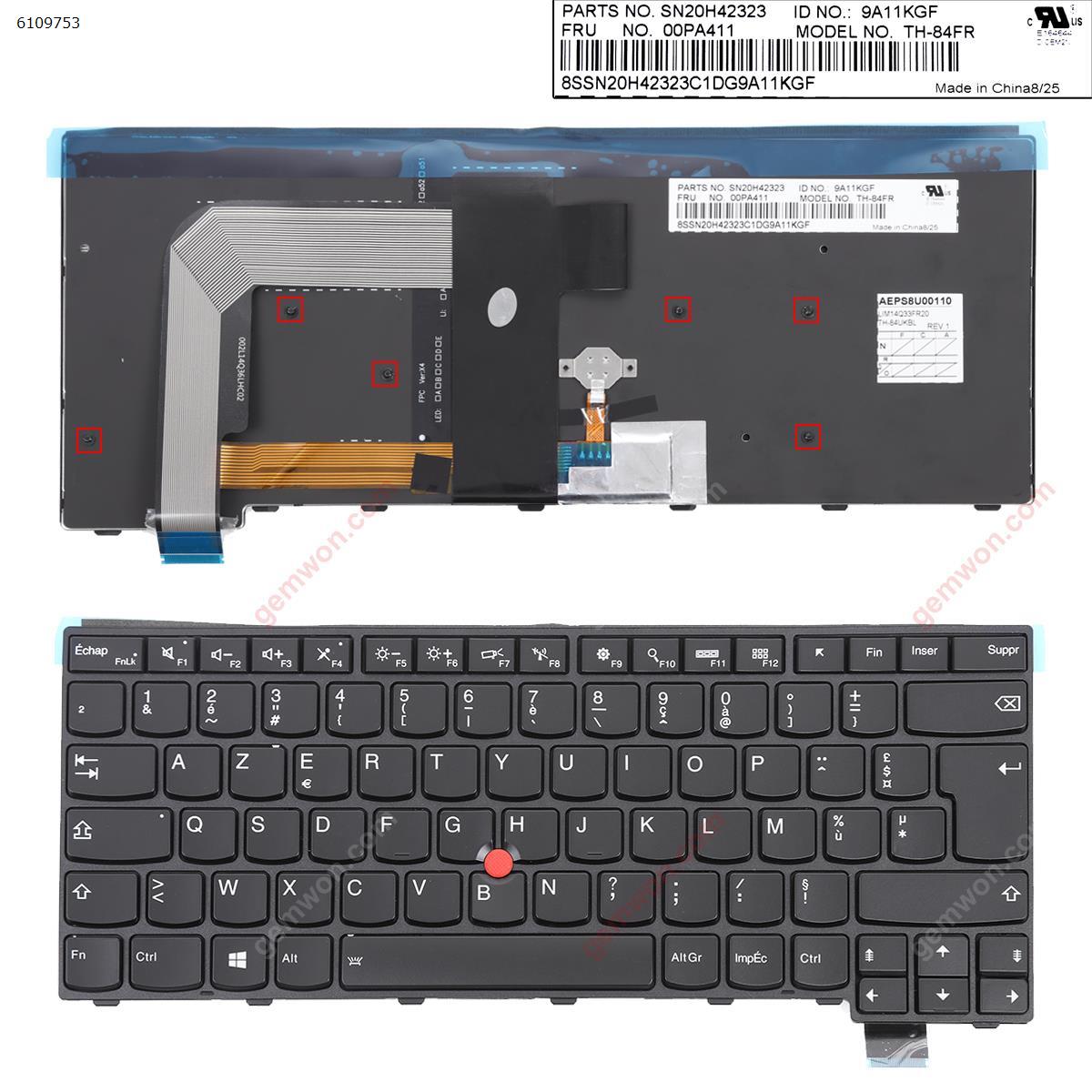 Picture of New Replacement Laptop Keyboard For ThinkPad T460S BLACK FRAME BLACK (Backlit,For Win8) FR Layout