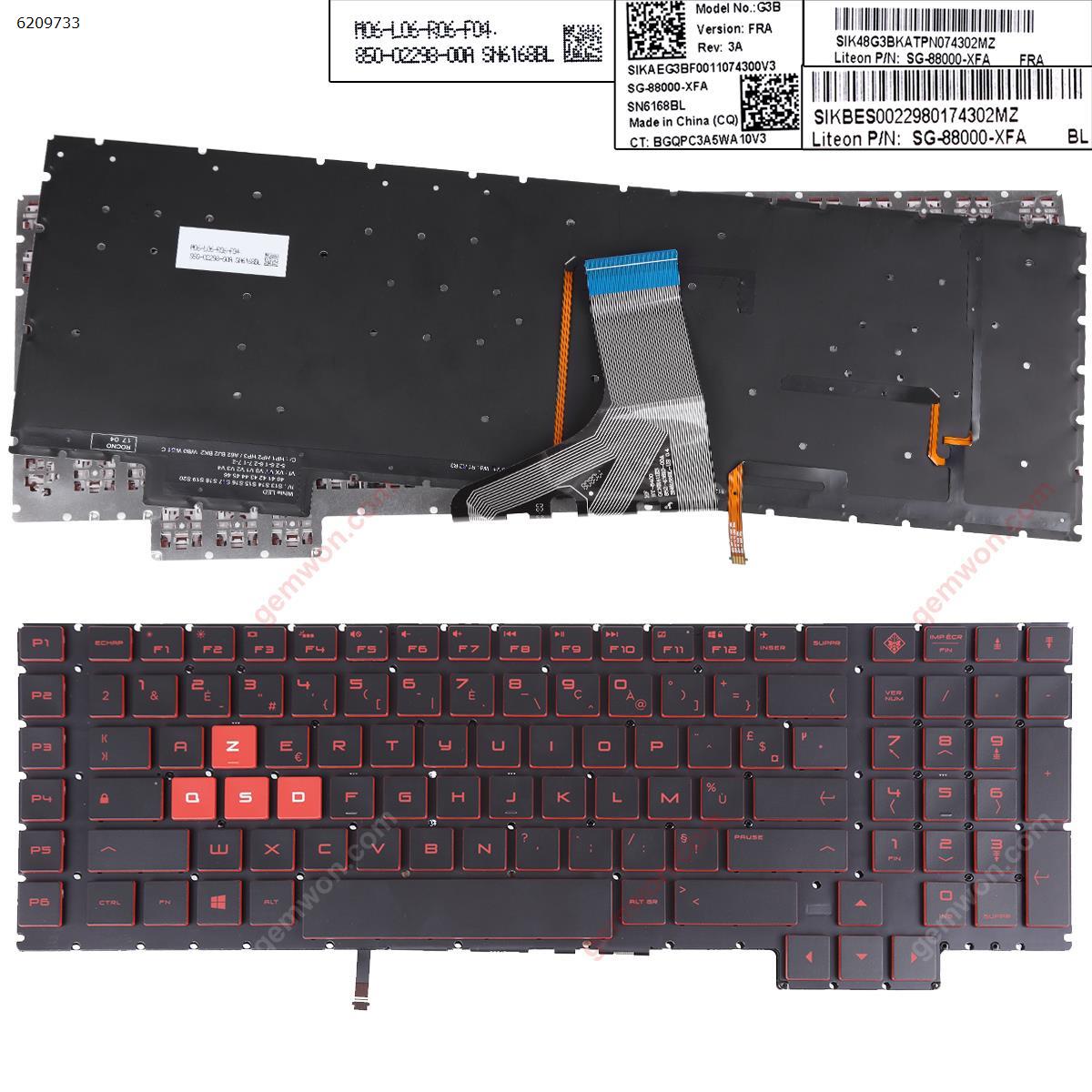 Picture of New Replacement Laptop Keyboard For HP Omen 17-AN000 17-AN001CA 17-AN008CA 17-AN010CA 17-AN020CA BLACK (Backlit,Without FRAME,Red Printing,Win8) FR Layout