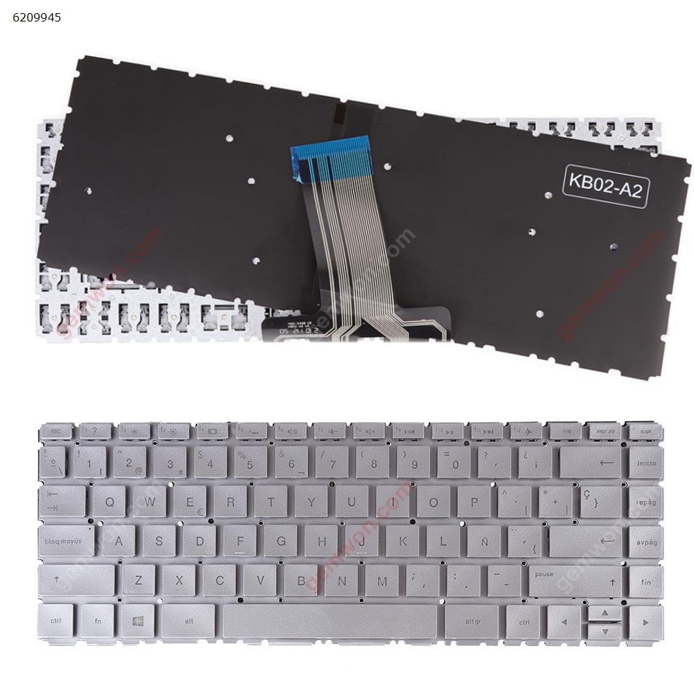 Picture of New Replacement Laptop Keyboard For HP Pavilion 14-BS 14-BS000 14-BS100 14-BS500 SILVER(Backlit,Without FRAME,Small Enter(,Win8) SP Layout