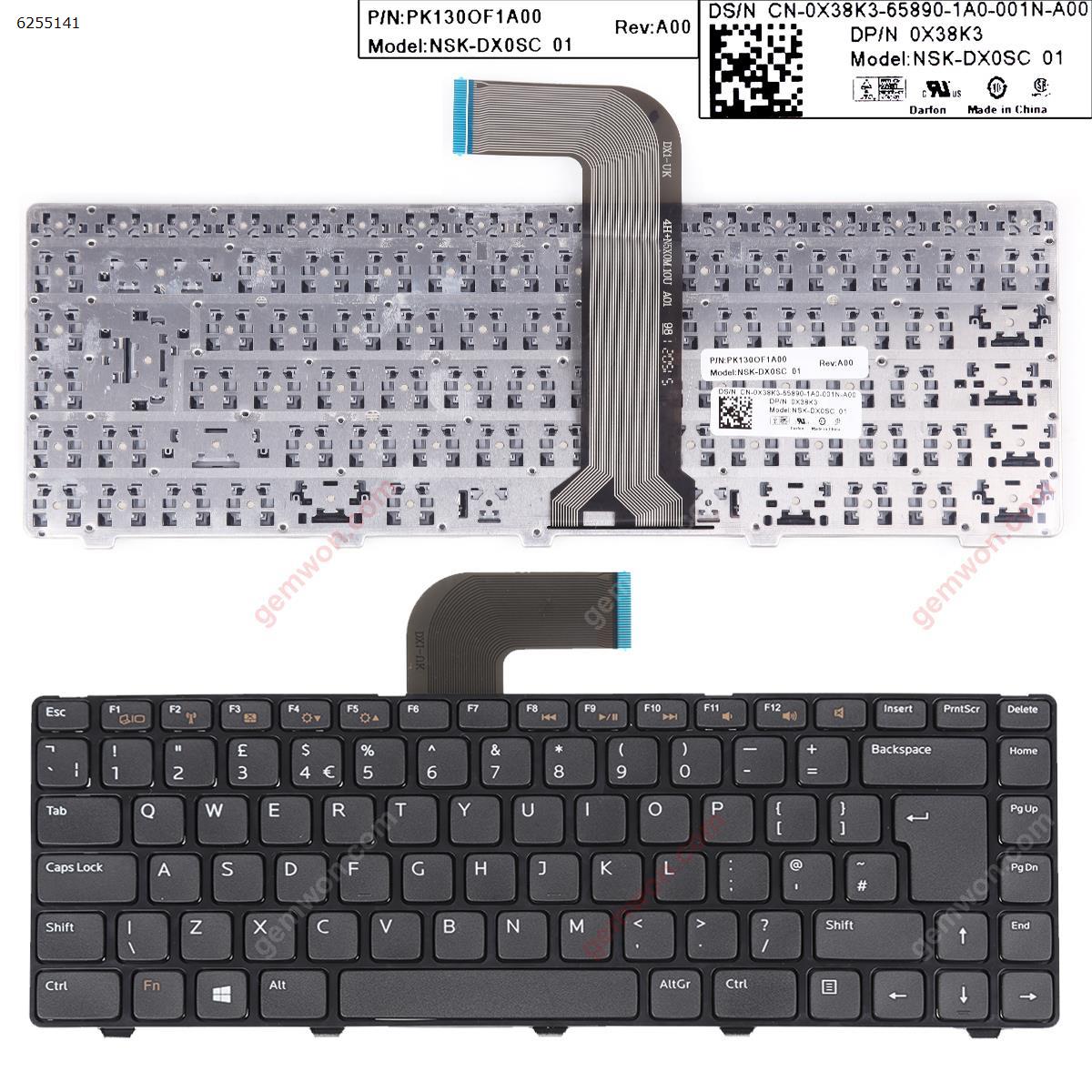 Picture of New Replacement Laptop Keyboard For DELL Vostro 3550/XPS L502/New Inspiron 14R/Inspiron N4110 M4110 N4050 M4040  N5050 M5050 M5040 N5040 N411Z GLOSSY FRAME BLACK Uk Layout