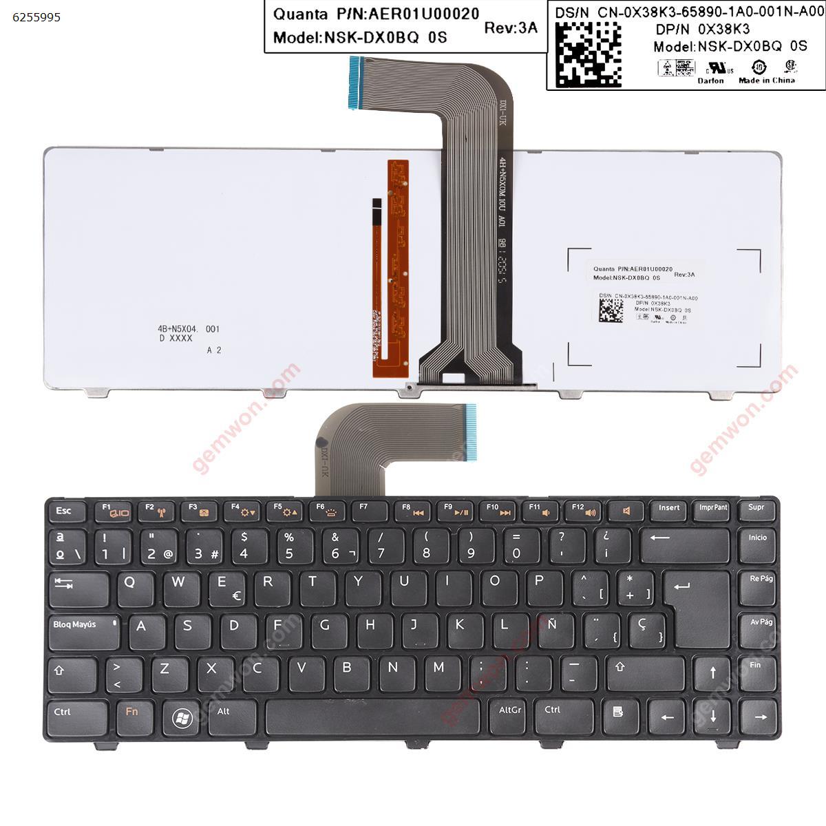 Picture of New Replacement Laptop Keyboard For DELL Vostro 3550/XPS L502/New Inspiron 14R/Inspiron N4110 M4110 N4050 M4040 N5050 M5050 M5040 N5040 N411Z BLACK FRAME BLACK (Backlit) SP Layout
