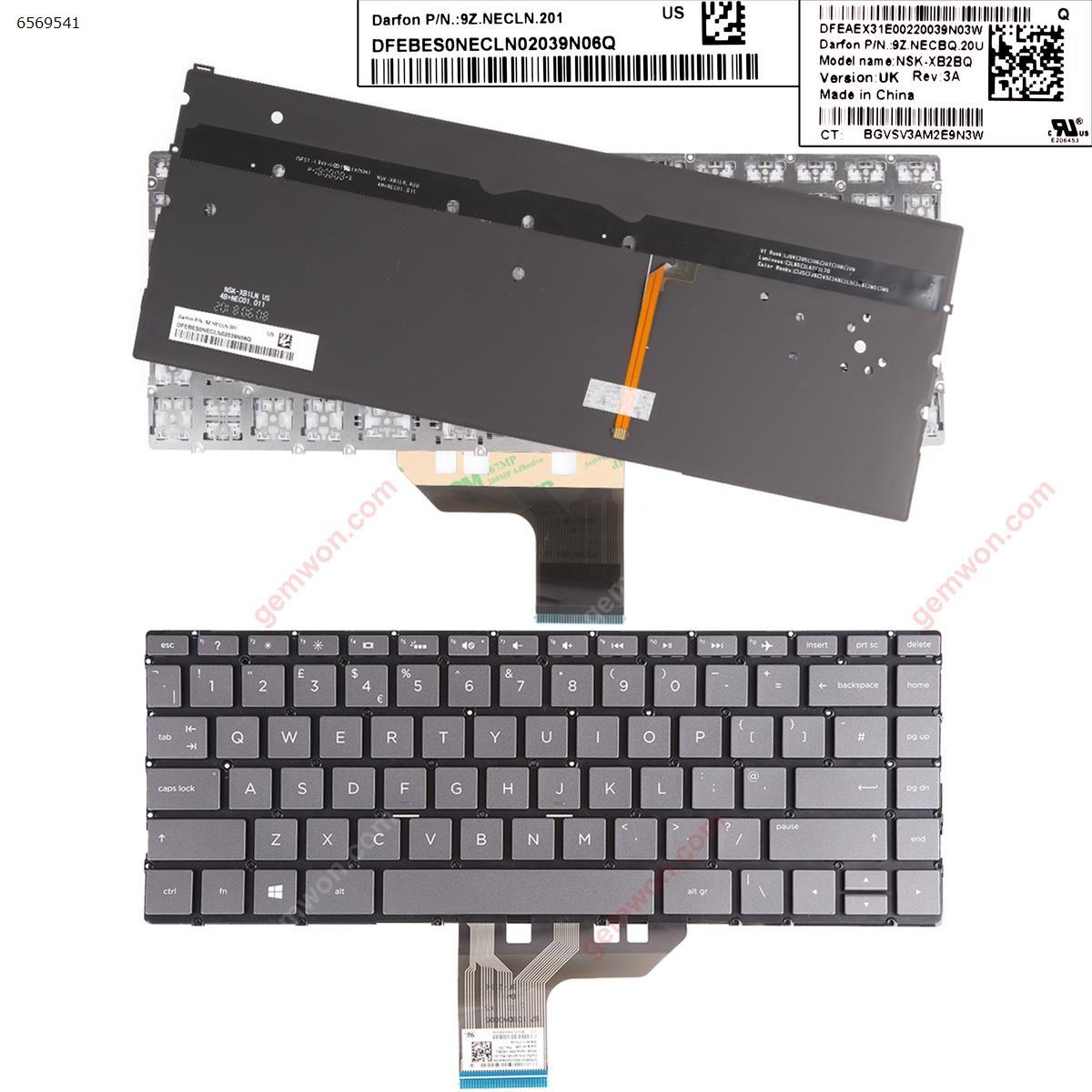 Picture of New Replacement Laptop Keyboard For HP Spectre x360 13-W010CA 13-W013DX 13-W020CA 13-W023DX  (Backlit,Without FRAME,WIN8) Uk Layout