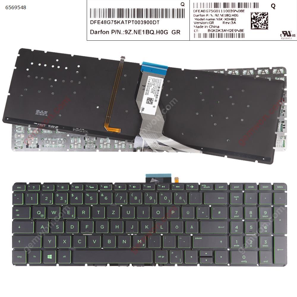 Picture of New Replacement Laptop Keyboard For HP Pavilion 15-BS BLACK(Green Printing Without FRAME，Small Enter,WIN8) GR Layout