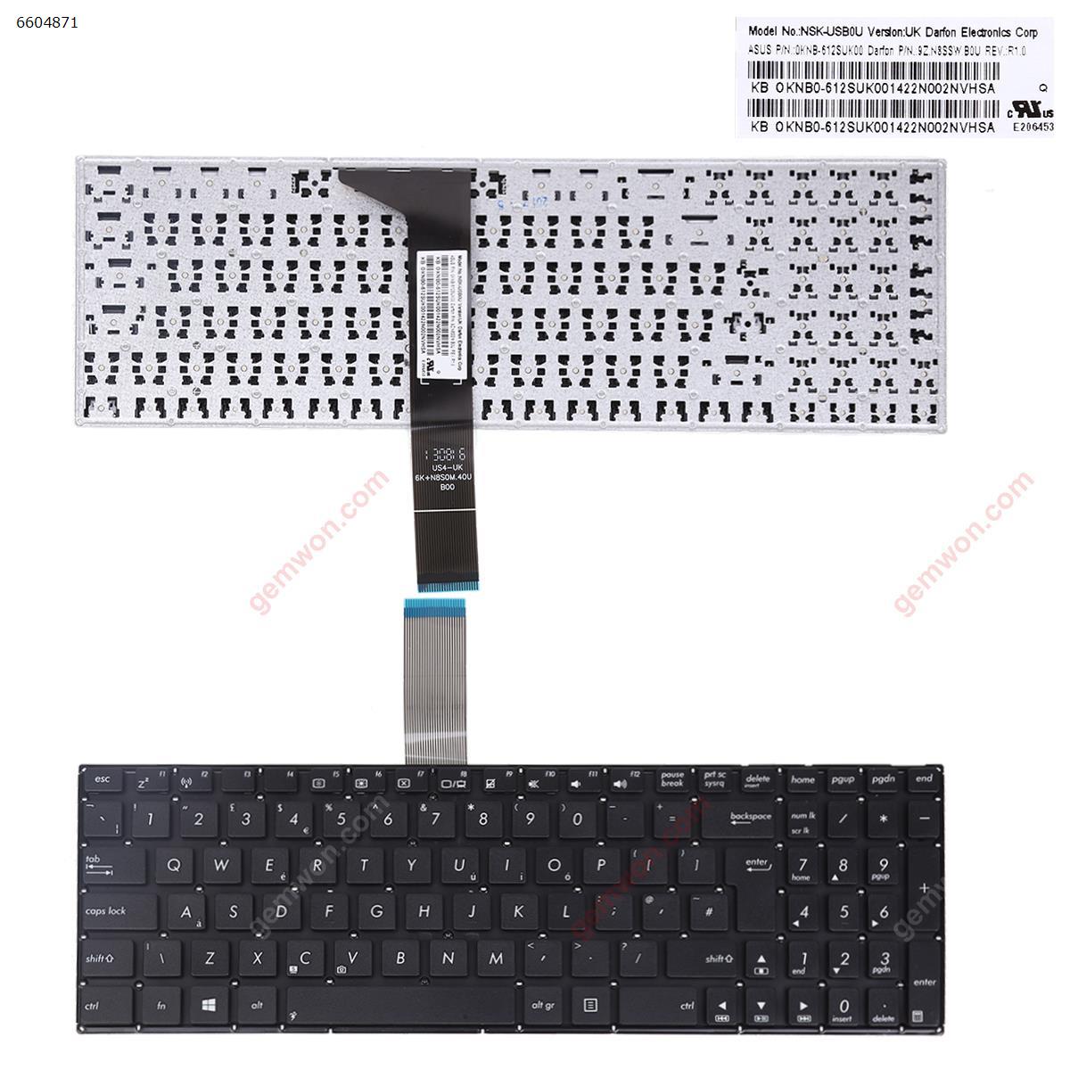 Picture of New Replacement Laptop Keyboard For ASUS X550 BLACK(Without FRAME,Without Foil,For Win8) Uk Layout