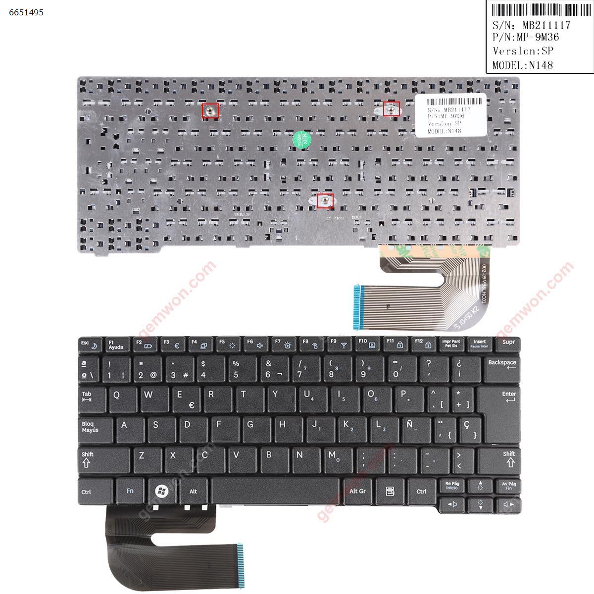 Picture of New Replacement Laptop Keyboard For SAMSUNG N148 N150 N158 NB20 NB30 BLACK (OEM) SP Layout