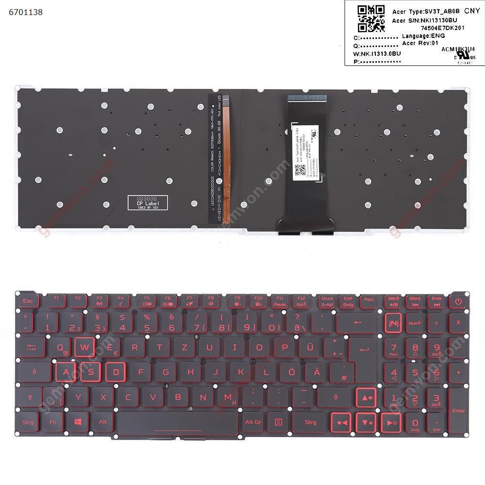 Picture of New Replacement Laptop Keyboard For Acer Nitro 5 AN515-43 AN515-54 AN517-51 AN517-52 BLACK（Red Printing，Backlit Win8）） GR Layout
