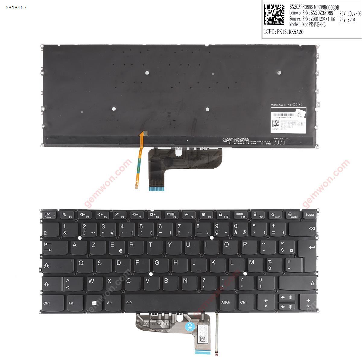 Picture of New Replacement Laptop Keyboard For Lenovo IdeaPad Yoga 9 14ITL5 9-14ITL5  BLACK ( Backlit Win8) FR Layout