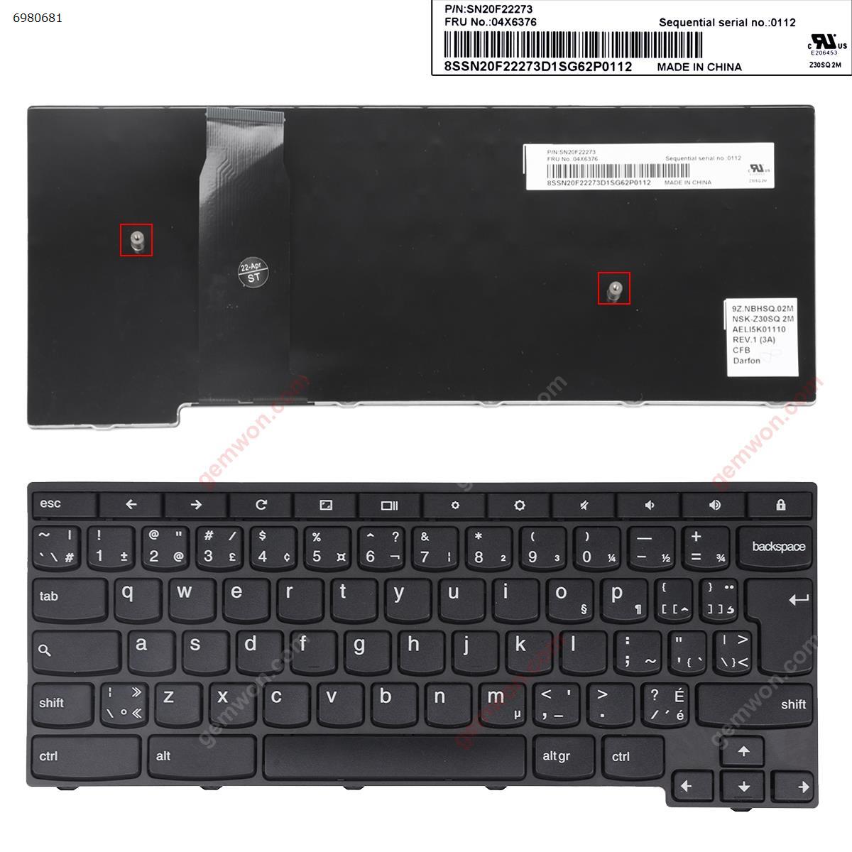 Picture of New Replacement Laptop Keyboard For Lenovo Yoga 11e Thinkpad 11e BLACK 04X6376 CA/CF Layout