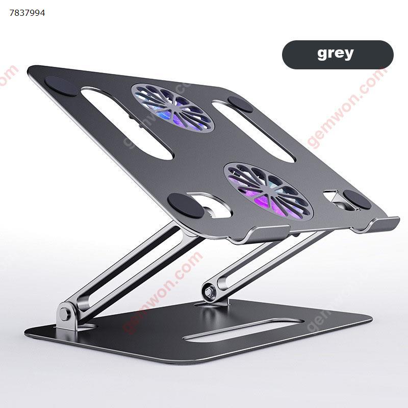 Picture of Folding Double Layer Storage Aluminum Alloy Cooling Laptop Stand Tablet Computer Stand Gray + Data Cable