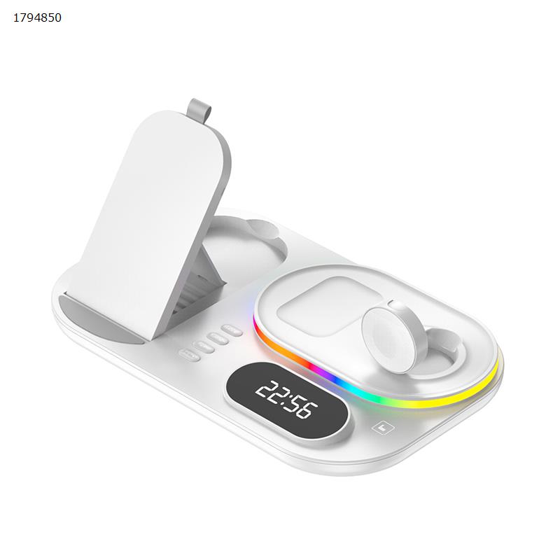 Picture of Wireless Charging Station, 4 in 1 Wireless Charger Stand Dock Compatible for Apple Phone and iWatch and AirPods, Multi-function Wireless Charger with 15W RGB multi-color light for iPhone 13/ 13Pro/ 12/ 12Pro/ 11/X/XR/XS/ 8 (white)