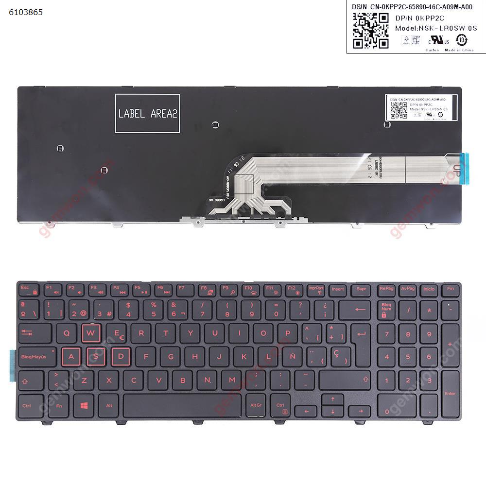Picture of New Replacement Laptop Keyboard For DELL Inspiron Gaming 15-7559 BLACK FRAME BLACK (Red Printing,Win8) SP Layout