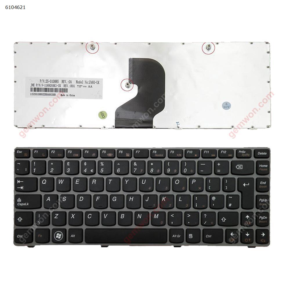 Picture of New Replacement Laptop Keyboard For LENOVO Ideapad Z450 Z460 Z460A Z460G GRAY FRAME BLACK Uk Layout