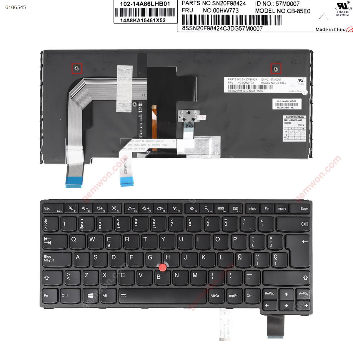 Picture of New Replacement Laptop Keyboard For Lenovo Thinkpad S3 yoga 14 BLACK FRAME BLACK(Backlit,With Point stick ,For Win8) SP Layout