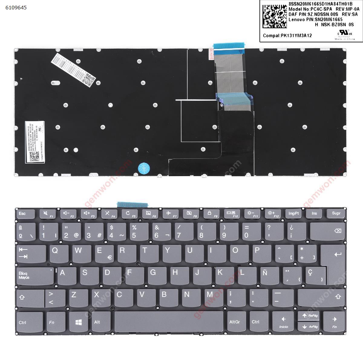 Picture of New Replacement Laptop Keyboard For Lenovo IdeaPad 330-14ikb  GRAY win8(Without FRAME) SP Layout