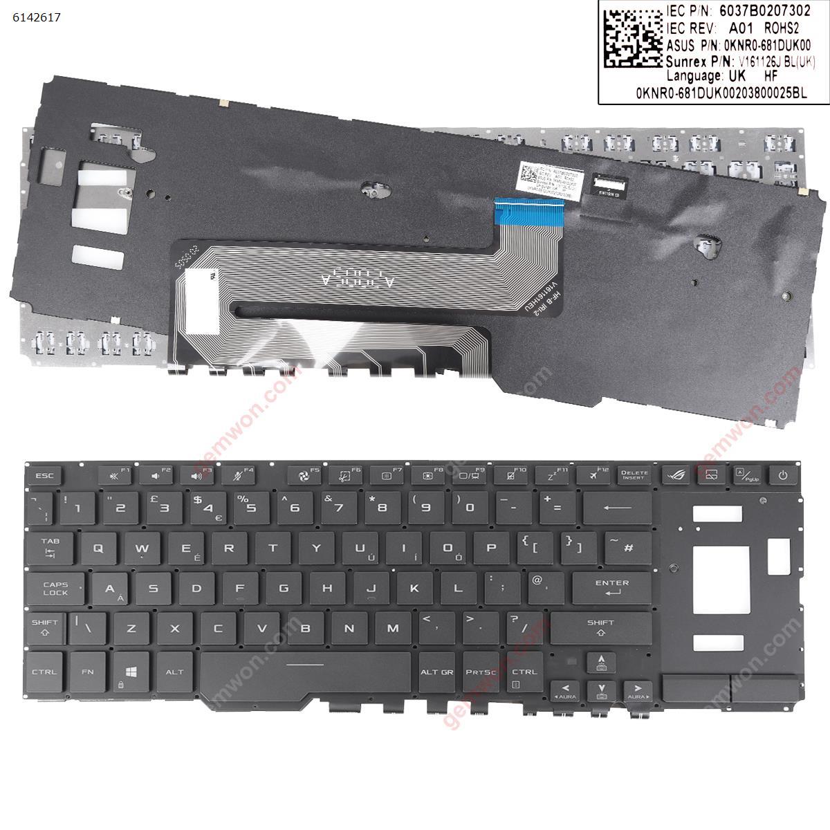 Picture of New Replacement Laptop Keyboard For  ASUS ROG 5 Zephyrus Duo 15 GX550 GX550L GX551 BALCK(RGB backlit win8) Uk Layout