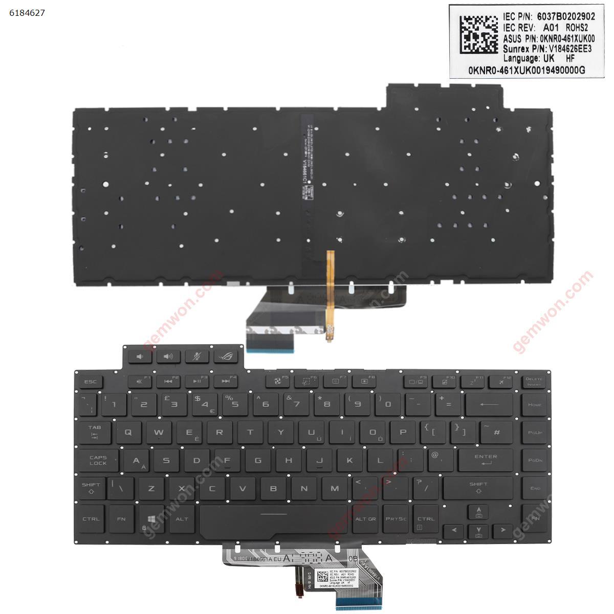 Picture of New Replacement Laptop Keyboard For Asus ROG GX502 GX502GW GX502GV GX502LWS GX502LXS BLACK (Backlit win8) Uk Layout