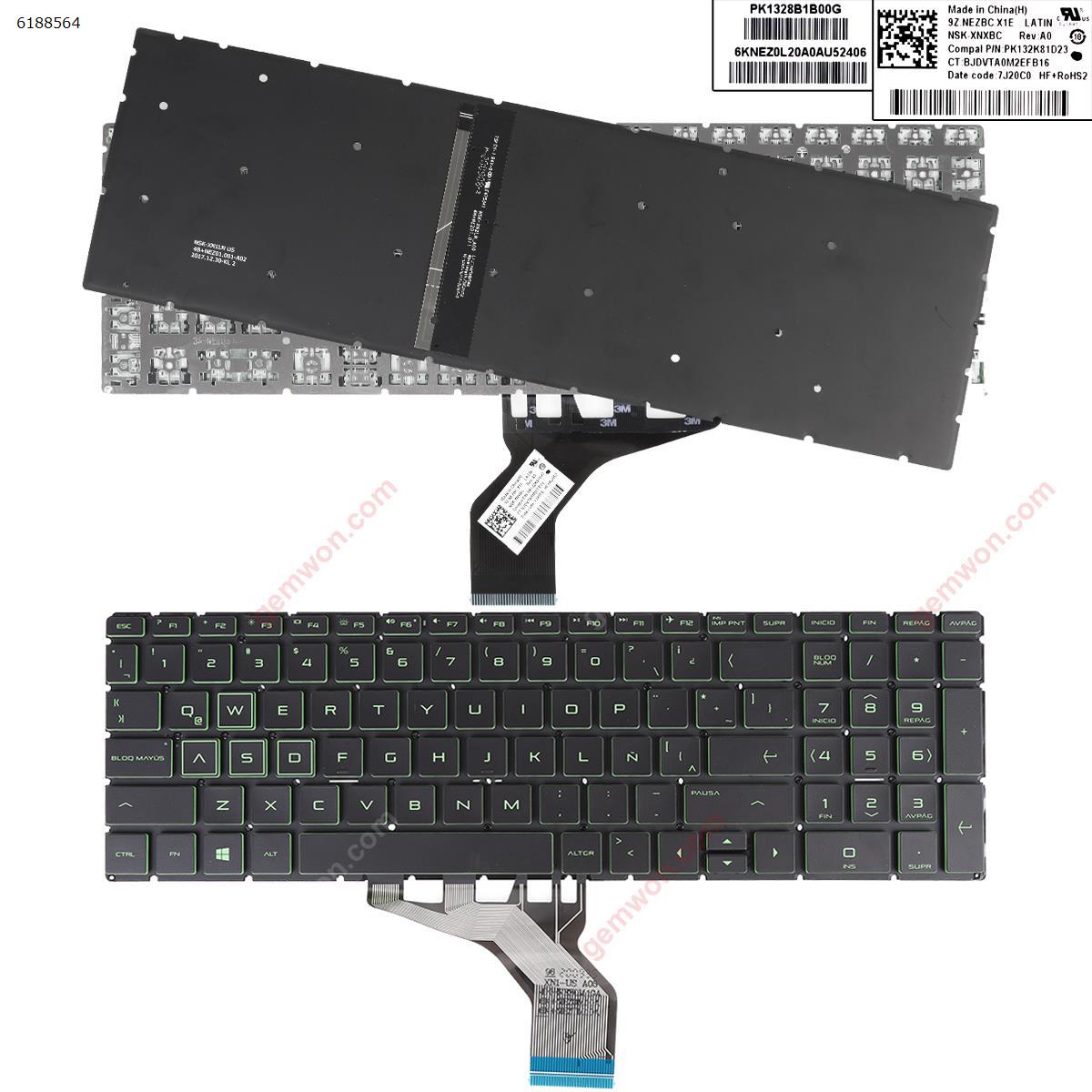 Picture of New Replacement Laptop Keyboard For HP 15-cx0015na 15-cx0016na 15-cx0017na BLACK（Backlit green character Win8） LA Layout