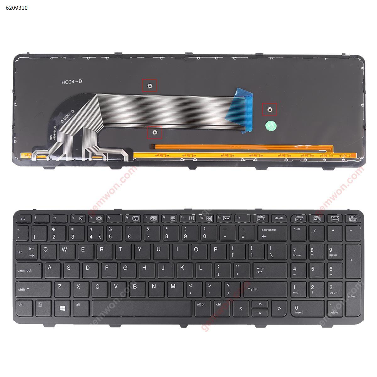 Picture of New Replacement Laptop Keyboard For HP ProBook 450 G0 450 G1 455 G1 BLACK FRAME BLACK (Backlit,WIN8) US Layout