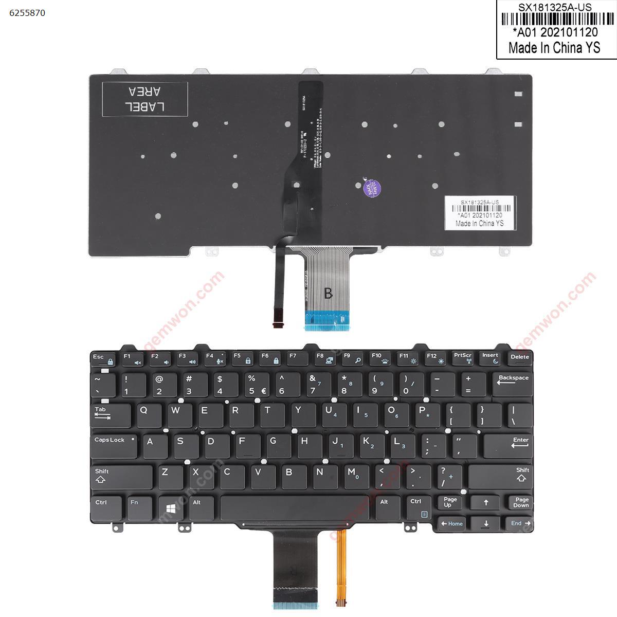 Picture of New Replacement Laptop Keyboard For DELL Latitude  E7250  BLACK  (Backlit,For Win8) US Layout