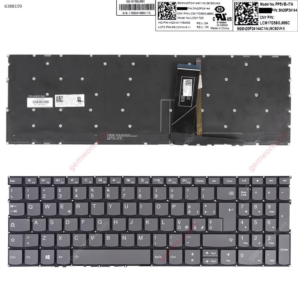 Picture of New Replacement Laptop Keyboard For Lenovo IdeaPad 330-15IKB GRAY win8(Backlit Without FRAME) IT Layout