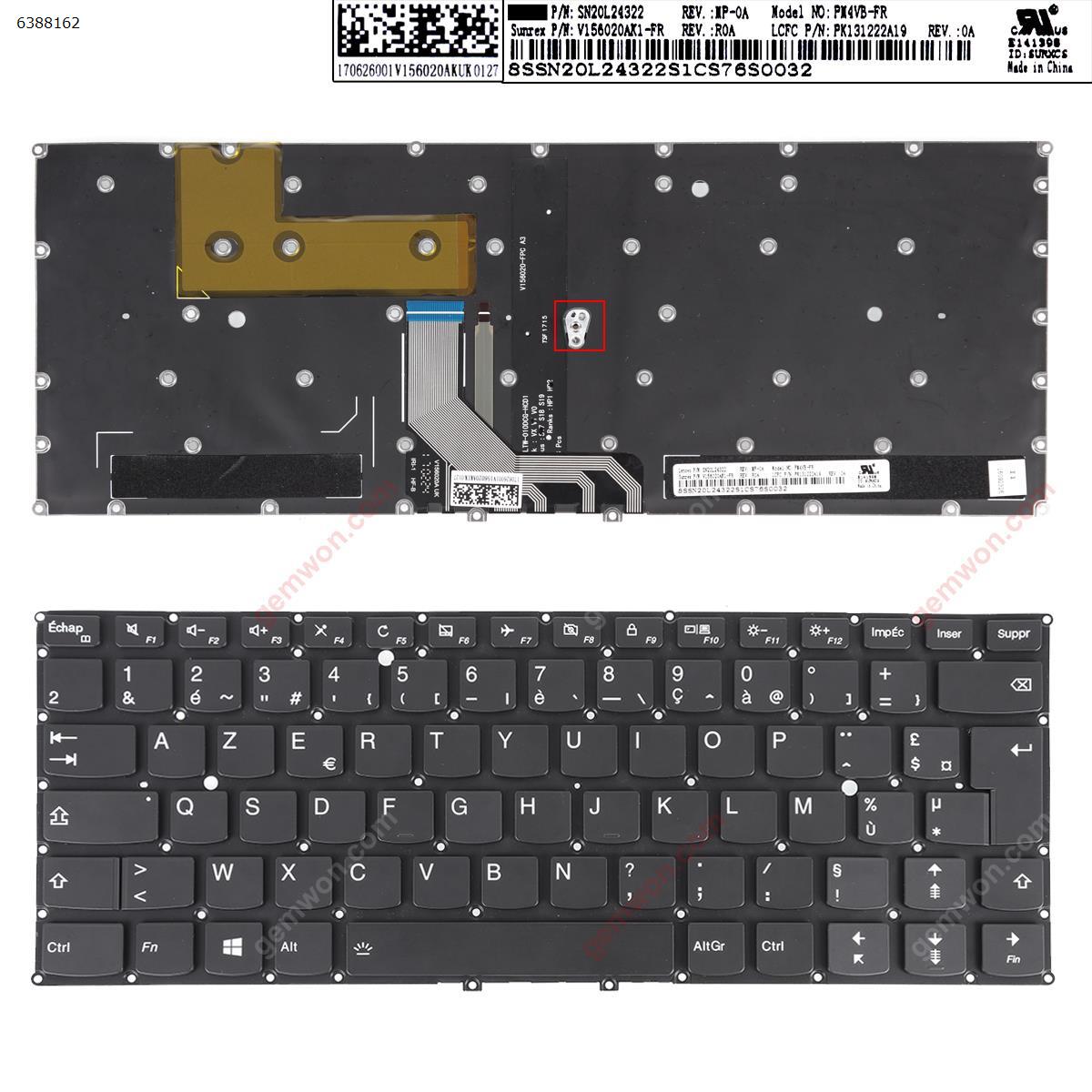 Picture of New Replacement Laptop Keyboard For Lenovo Yoga 910-13IKB YOGA 5 Pro BLACK(Backlit,Without FRAME,For Win8) FR Layout