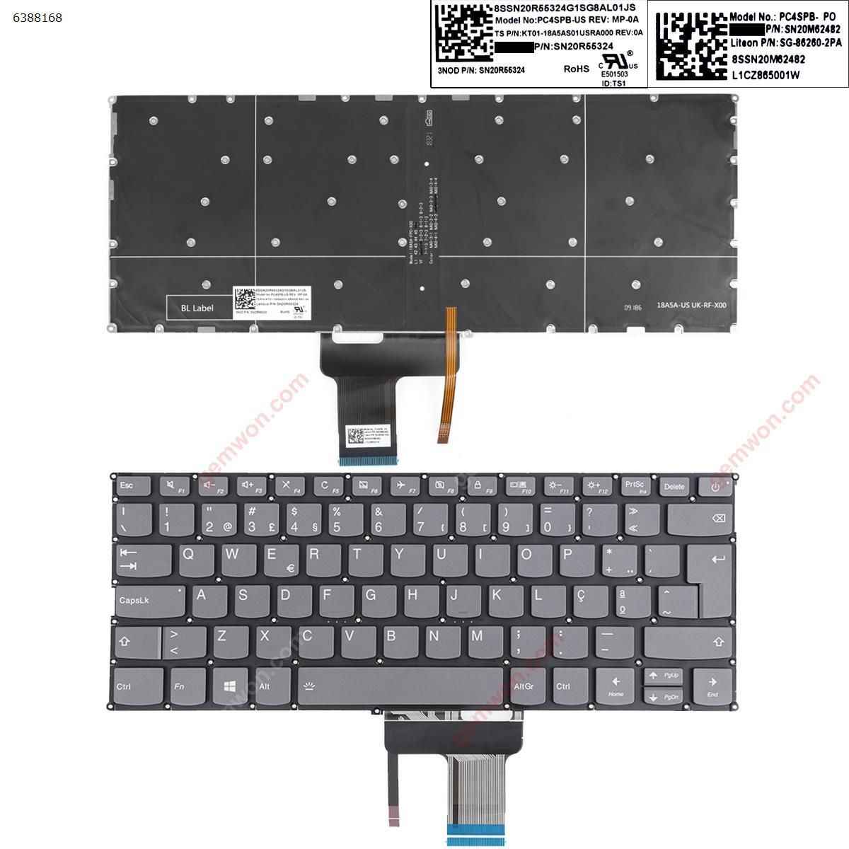 Picture of New Replacement Laptop Keyboard For LENOVO V720-14 V720-14IKB V720-14-ISE 7000-13 GRAY Backlit Win8 PO Layout
