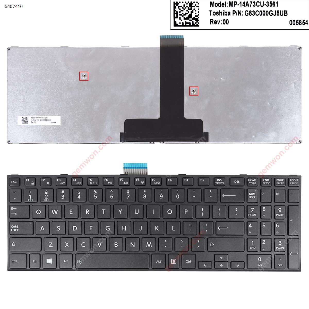 Picture of New Replacement Laptop Keyboard For Toshiba Satellite Pro R50-C Tecra A50-C Z50-C A50-C1510 A50-C1520 BLACK FRAME BLACK WIN8 US Layout