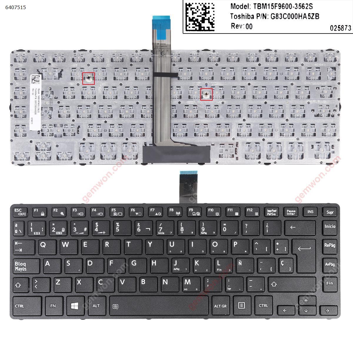 Picture of New Replacement Laptop Keyboard For Toshiba Tecra A40-C A40-C1430 A40-C1440 A40-C-18R BLACK FRAME BLACK WIN8 SP Layout