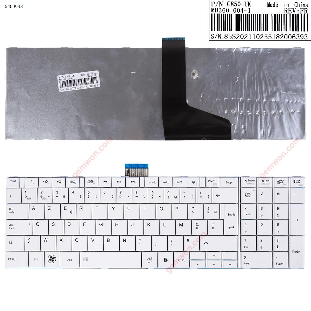 Picture of New Replacement Laptop Keyboard For TOSHIBA C850 WHITE(For Win8) FR Layout
