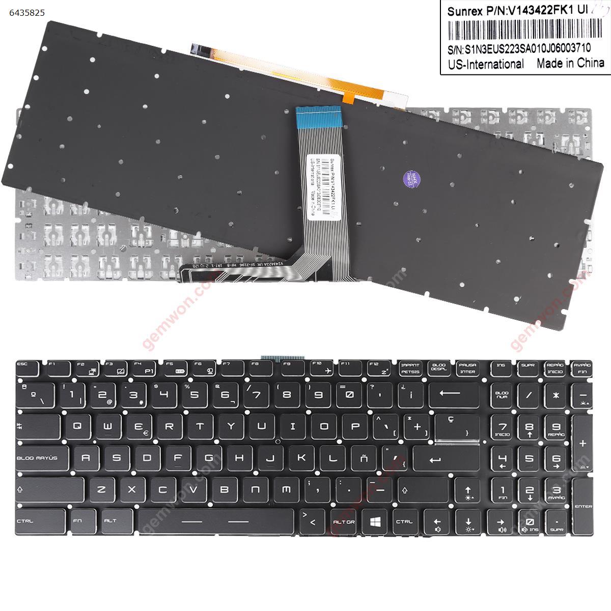 Picture of New Replacement Laptop Keyboard For MSI GT72 GS60 GS70 WS60 GE72 GE62 BLACK (Full Colorful Backlit,Without FRAME,WIN8) SP Layout