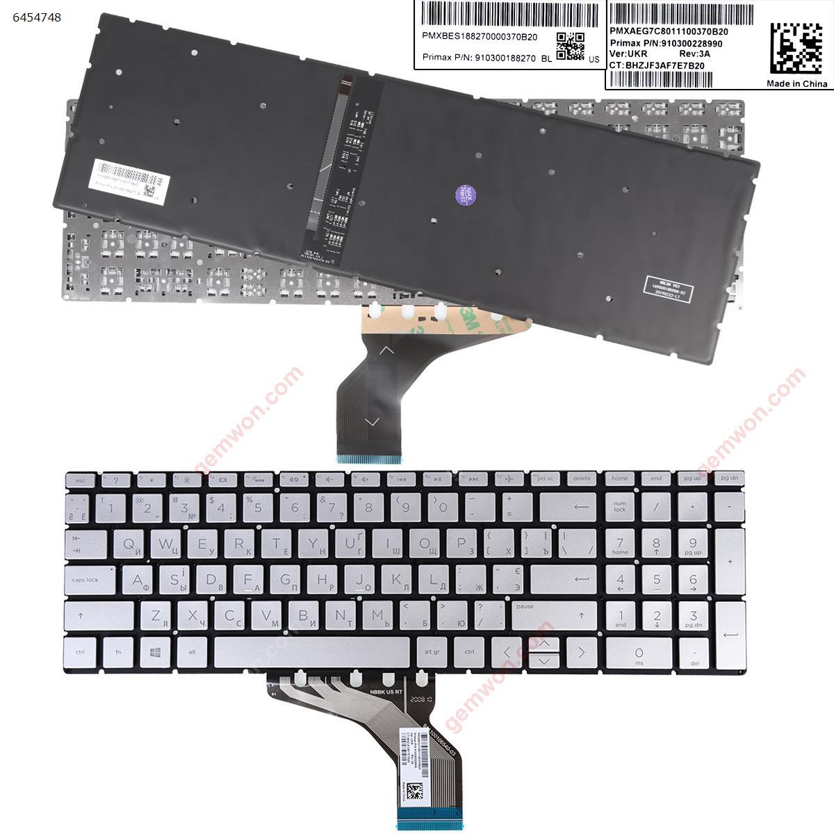 Picture of New Replacement Laptop Keyboard For HP 15-cx0042nr 15-cx0020ca 15-cx0010ca 15-cx0008ca SILVER（Backlit Win8） RU Layout