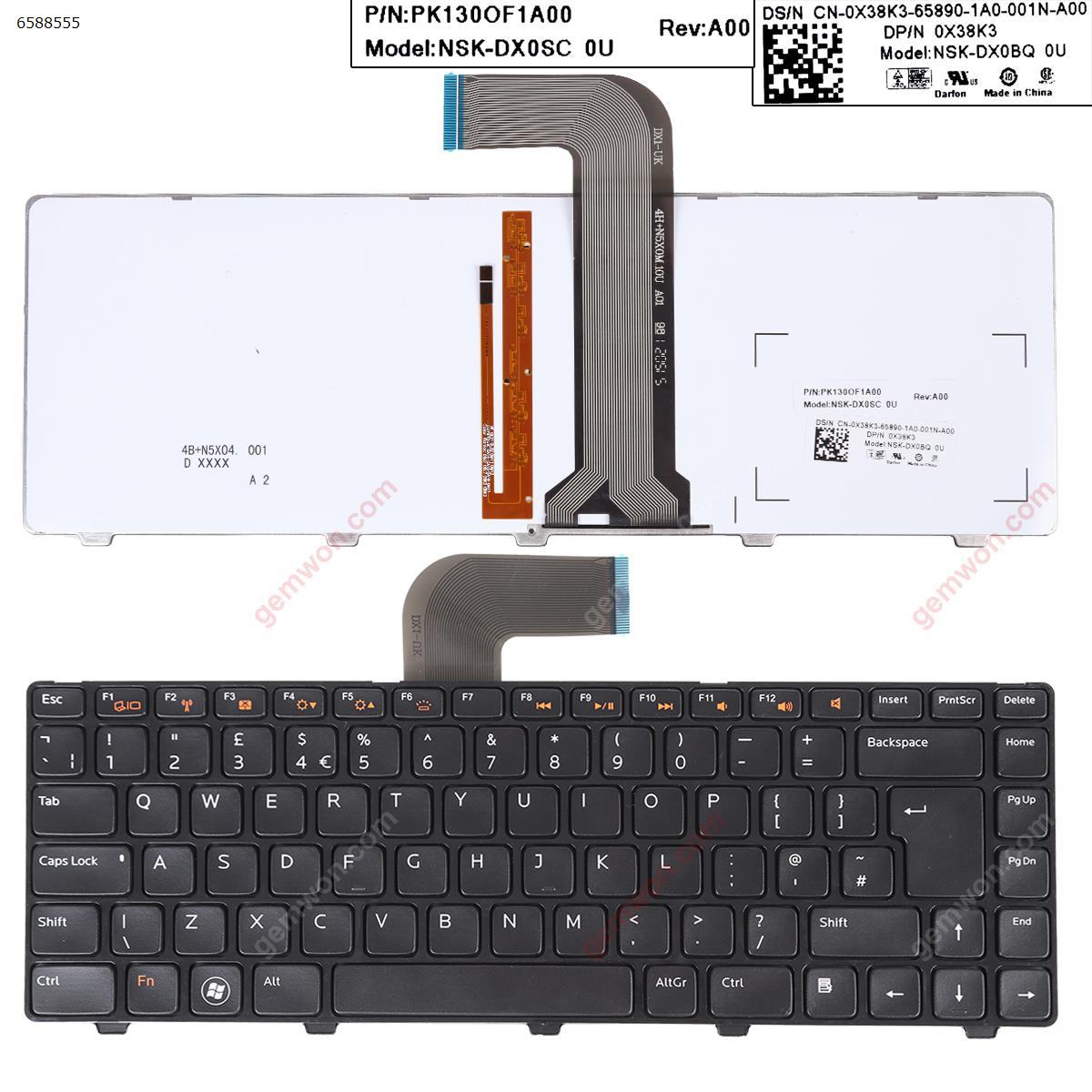 Picture of New Replacement Laptop Keyboard For DELL Vostro 3550/XPS L502/New Inspiron 14R/Inspiron N4110 M4110 N4050 M4040 N5050 M5050 M5040 N5040 N411Z GLOSSY FRAME BLACK  Backlit Uk Layout