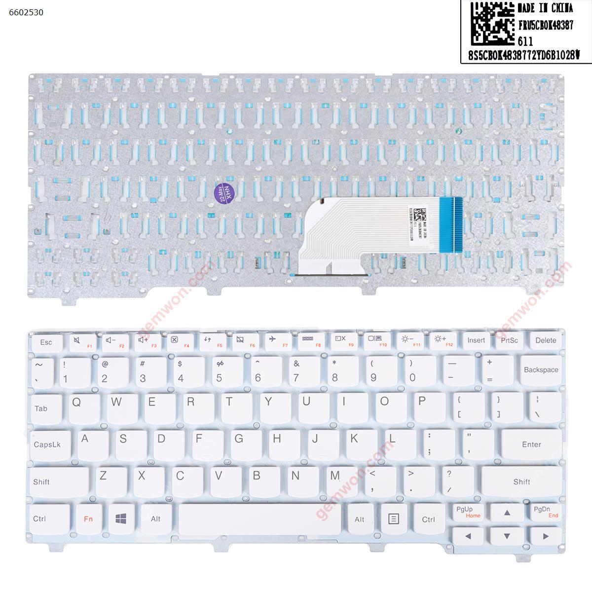 Picture of New Replacement Laptop Keyboard For LENOVO Ideapad 100S-11IBY WHITE WIN8 (Without FRAME) US Layout