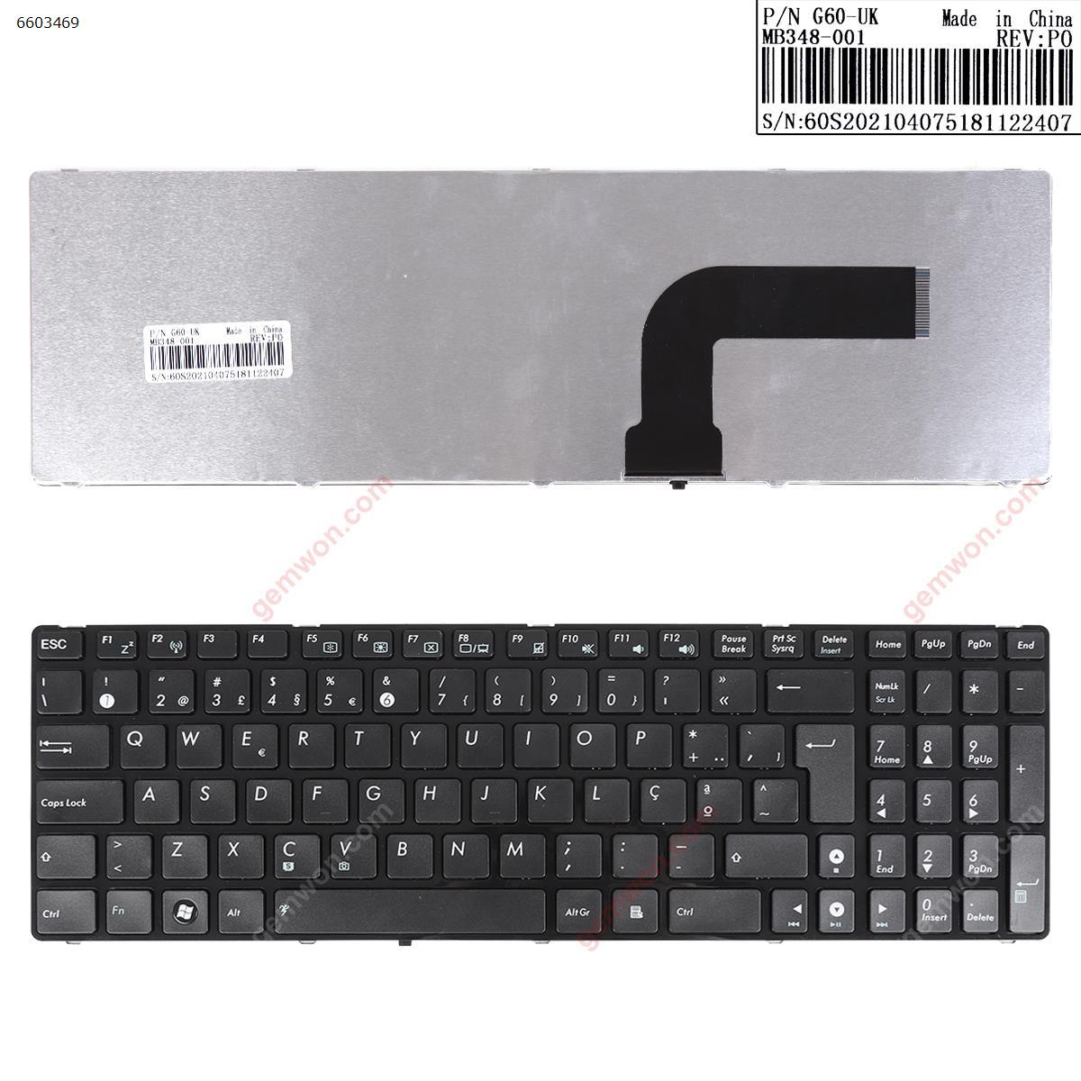 Picture of New Replacement Laptop Keyboard For ASUS G60 GLOSSY FRAME BLACK OEM PO Layout