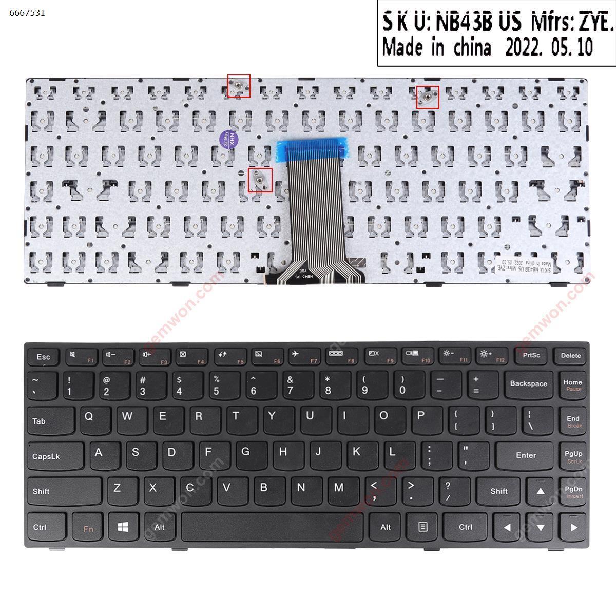 Picture of New Replacement Laptop Keyboard For LENOVO G40-70 Flex 2 14 BLACK FRAME BLACK(Without Foil OEM) WIN8 US Layout