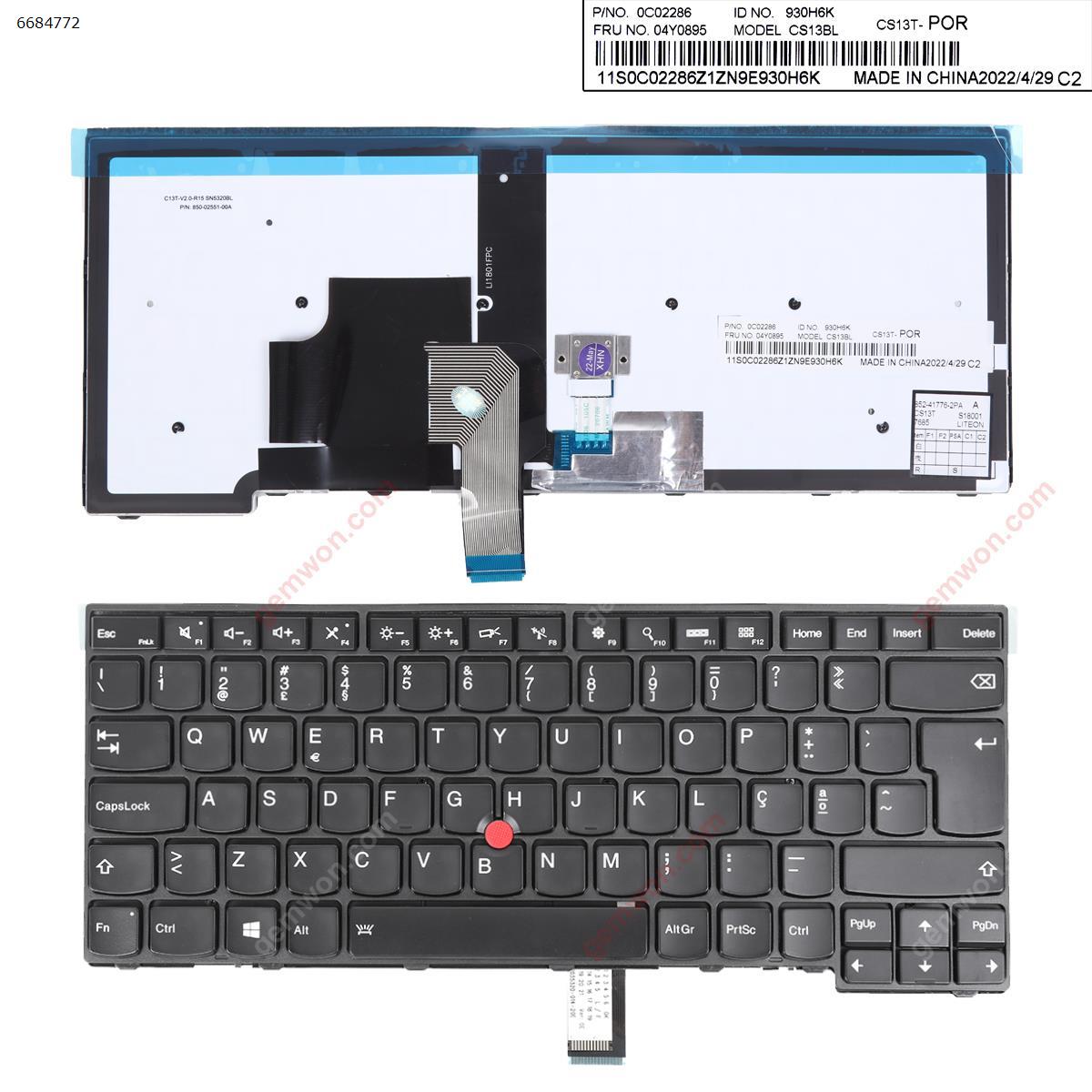 Picture of New Replacement Laptop Keyboard For IBM Thinkpad T440 T440P T440S T450 T450s T431s E431 BLACK FRAME BLACK (Backlit,With Point stick,Win8 ) OEM PO Layout