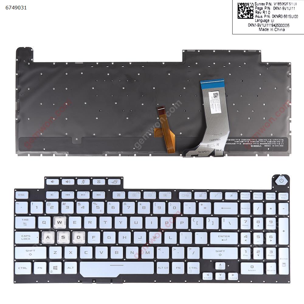 Picture of New Replacement Laptop Keyboard For ASUS ROG STRIX SCAR III G731 GU G731GT SILVER-BLUE （Full Colorful Backlit,WIN8) US Layout