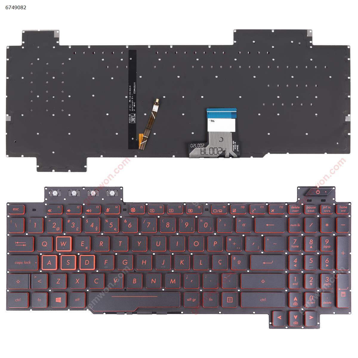 Picture of New Replacement Laptop Keyboard For ASUS FX505/FX504/FX705/FX80 BLACK (Red side,Backlit,WIN8,without FRAME) PO Layout