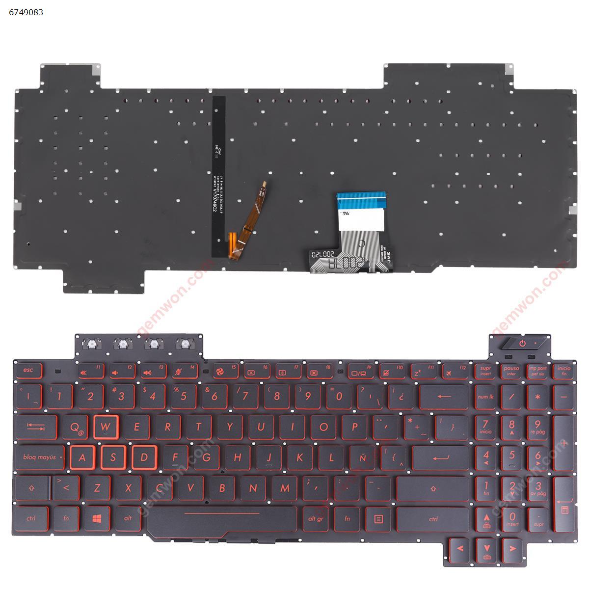Picture of New Replacement Laptop Keyboard For ASUS FX505/FX504/FX705/FX80 BLACK (Red side,Backlit,WIN8,without FRAME) LA Layout