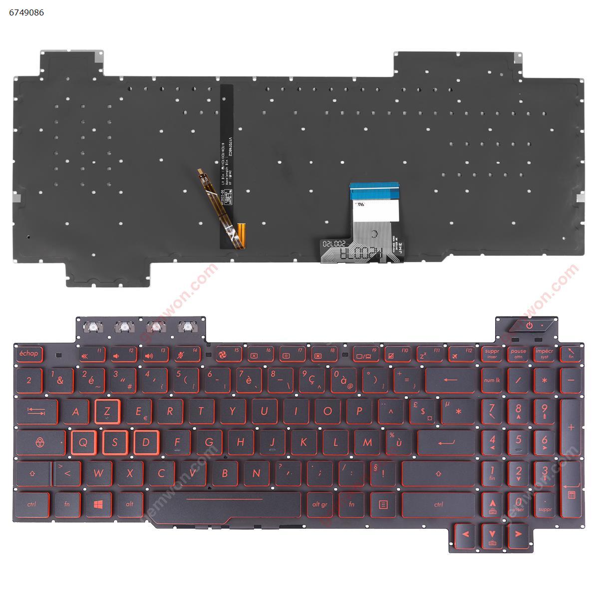 Picture of New Replacement Laptop Keyboard For ASUS FX505/FX504/FX705/FX80 BLACK (Red side,Backlit,WIN8,without FRAME) FR Layout