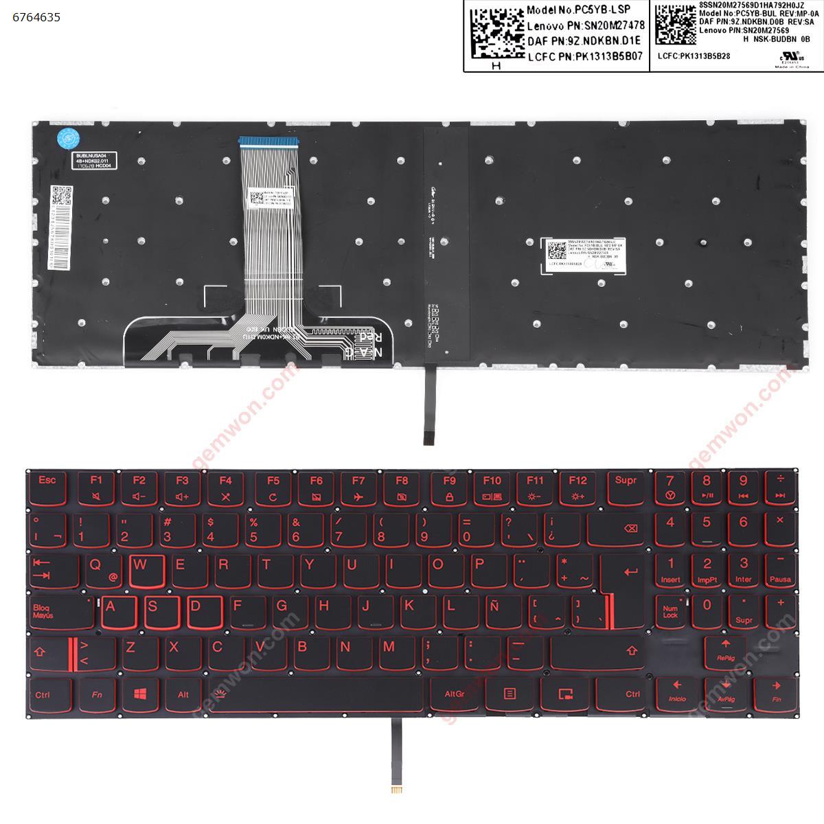 Picture of New Replacement Laptop Keyboard For Lenovo Legion Y520 Y520-15IKB R720 R720-15IKB BLACK(Red Backlit,Red Printing,Win8) LA Layout