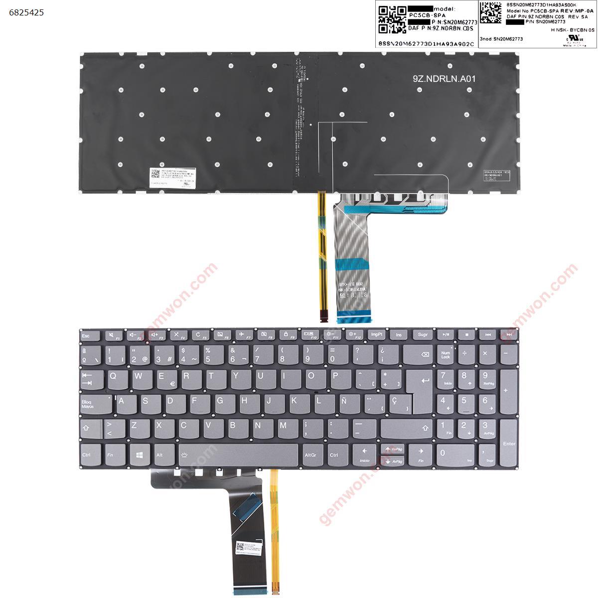 Picture of New Replacement Laptop Keyboard For Lenovo IdeaPad 720s-15isk 720s-15ikb v330-15ikb v330-15isk GRAY（Backlit win8） SP Layout