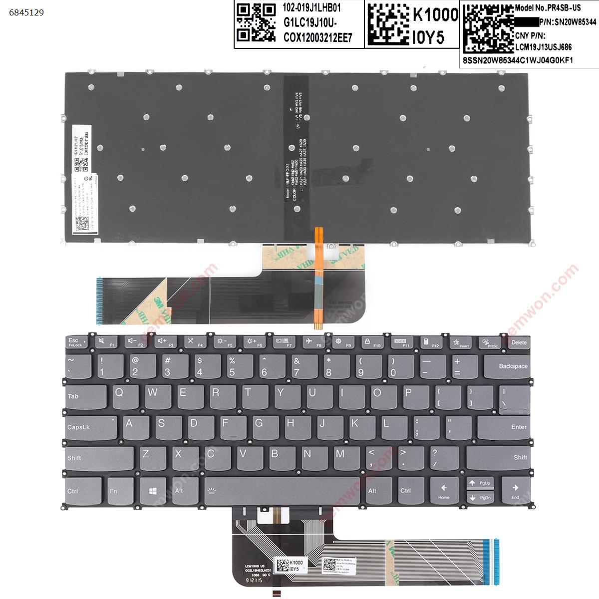Picture of New Replacement Laptop Keyboard For Lenovo Yoga Slim 7-14ARE05 ThinkBook 14 G2 ARE GRAY（(Backlit ,  Win8 ) US Layout