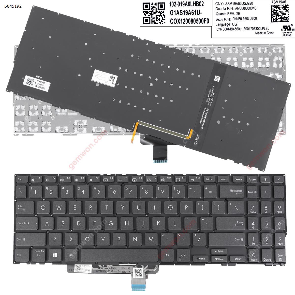 Picture of New Replacement Laptop Keyboard For Asus ZenBook Flip 15 OLED UX564  UX564E UX564EH UX564EI UX564PH GRAY (Backlit Win8) US Layout