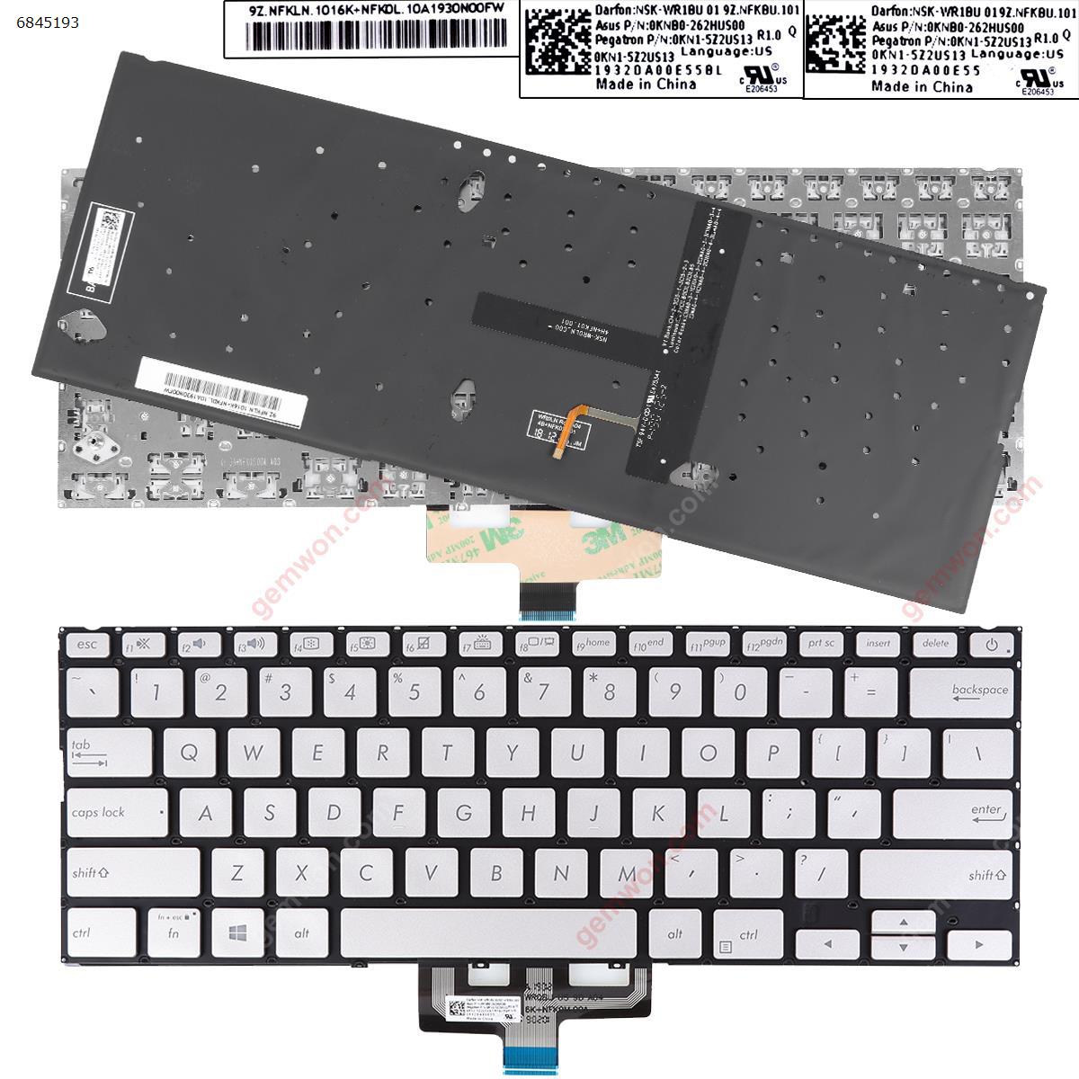 Picture of New Replacement Laptop Keyboard For ASUS ZenBook UX433FA UX433FN SILVER （Backlit Win8） US Layout