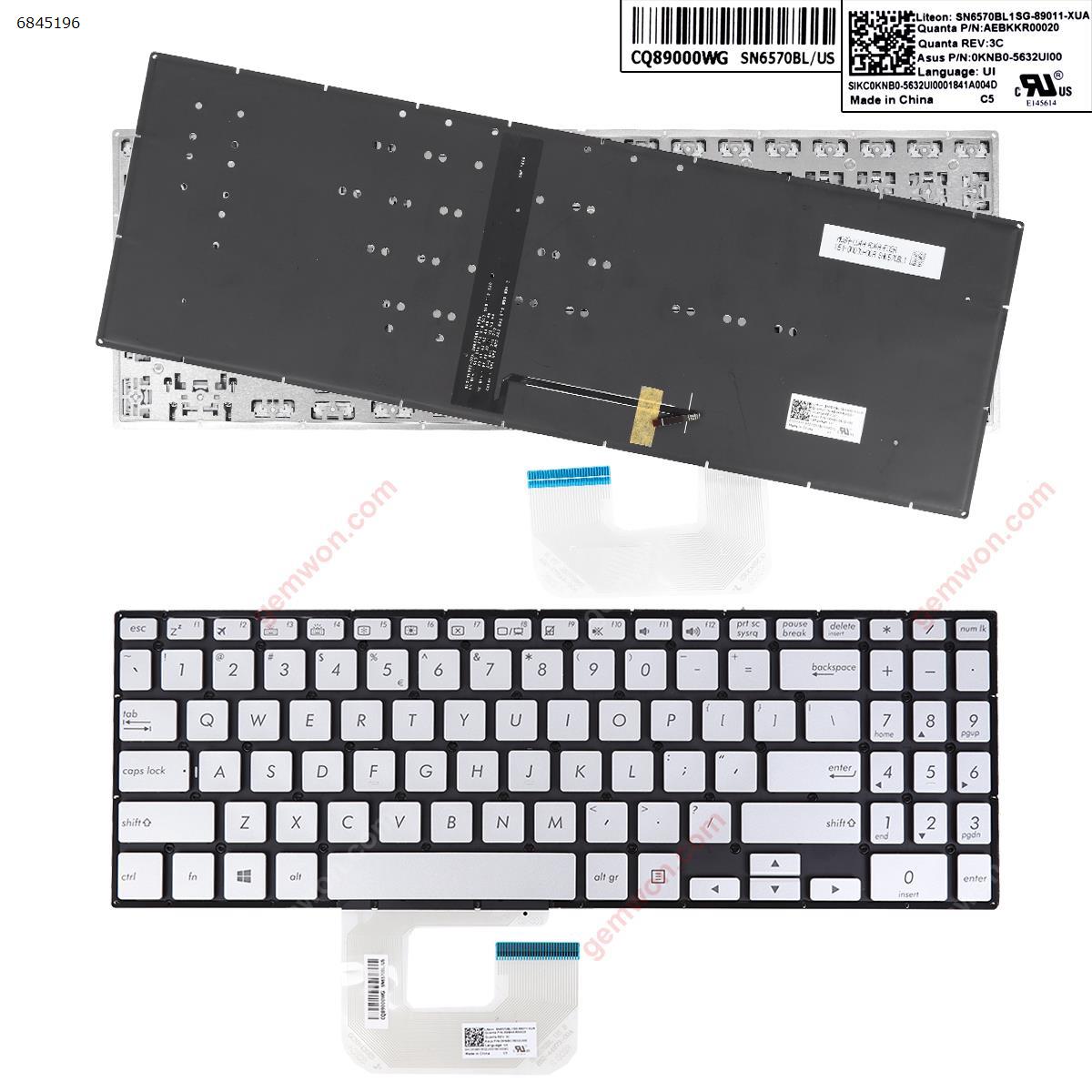 Picture of New Replacement Laptop Keyboard For ASUS ZenBook UX561U UX561UA  SILVER（Backlit Win8） US Layout